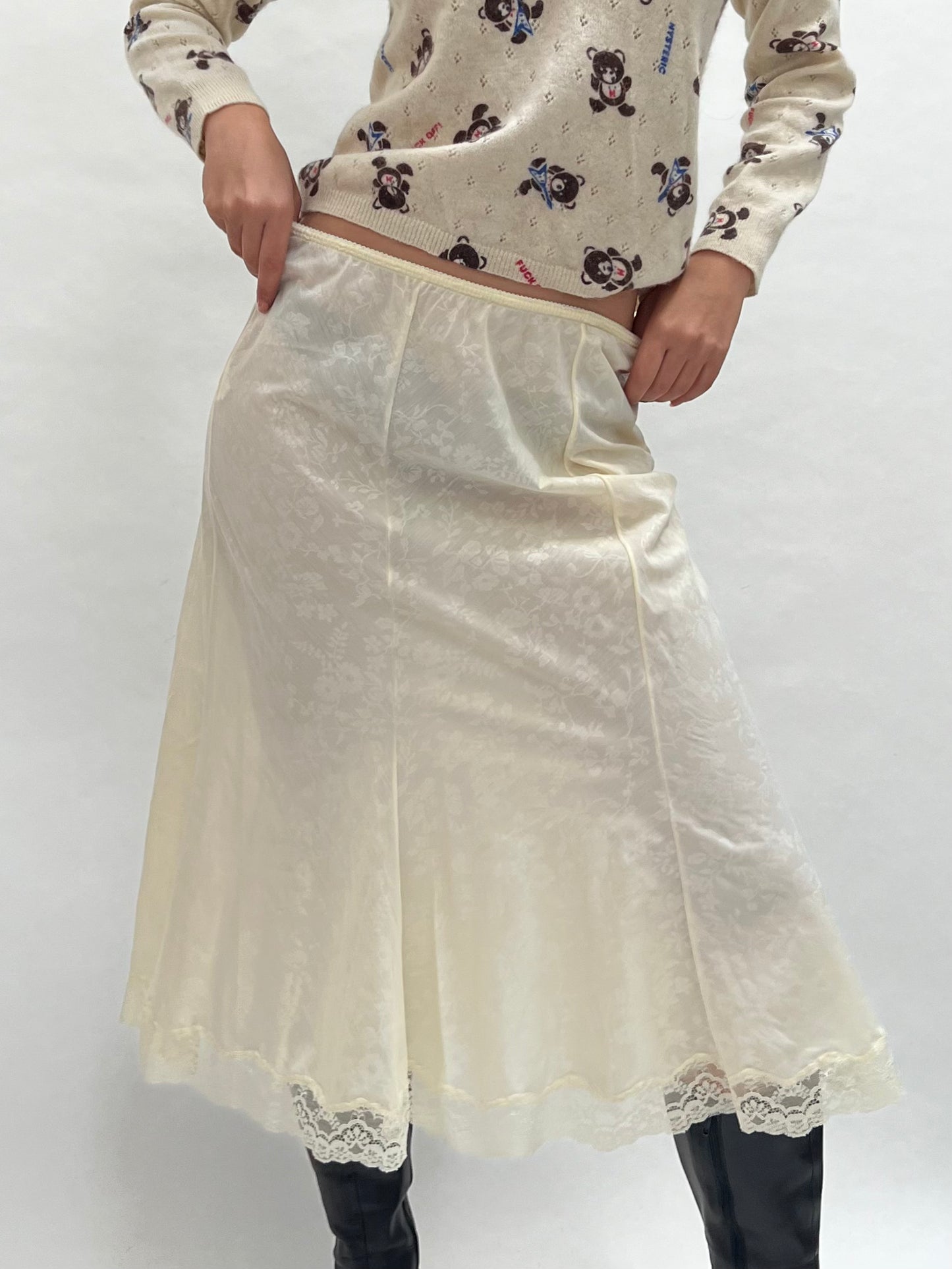 Vintage pale yellow slip skirt
