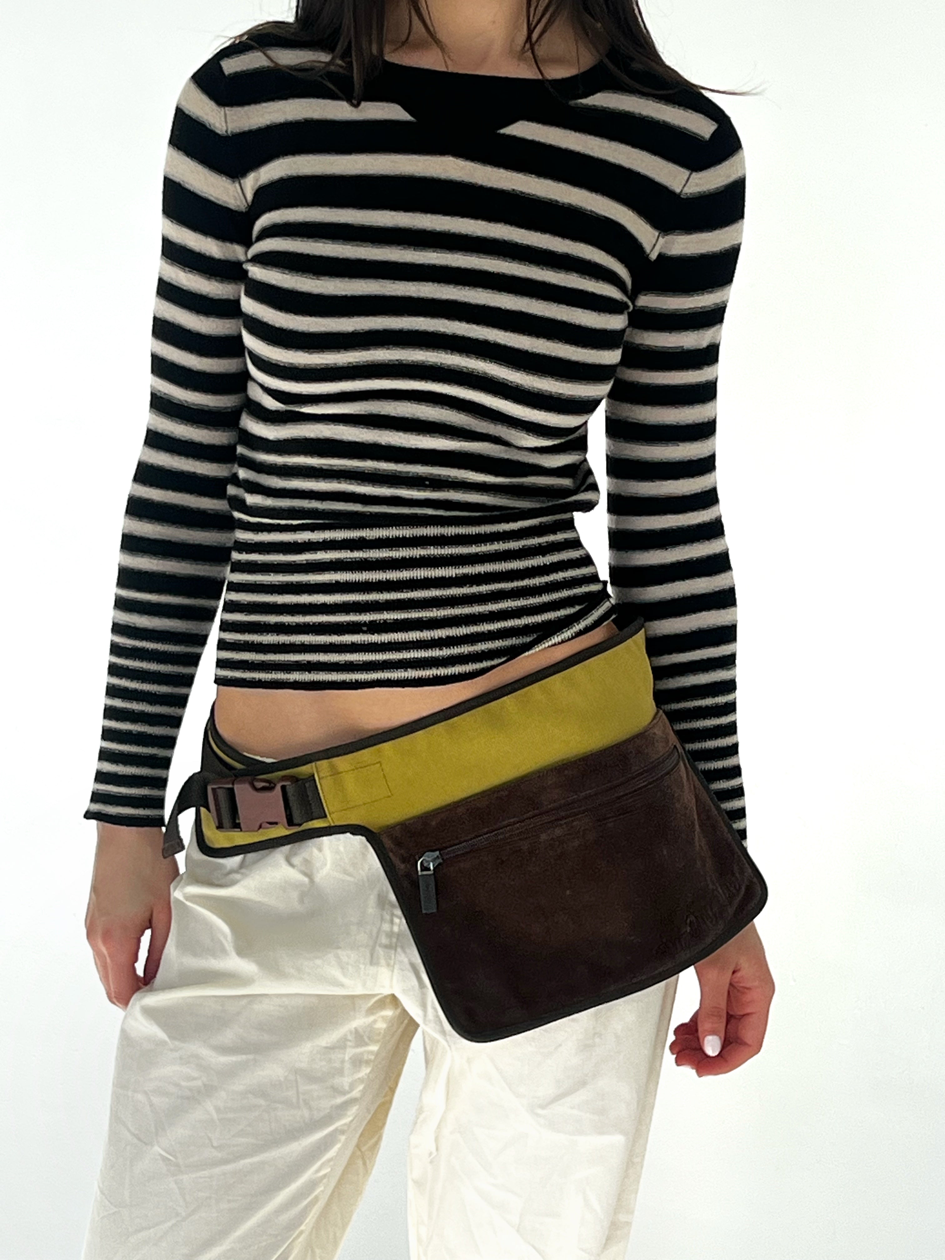 バッグ miumiu 1999ss body bag Waist bag Miu Miu 1999 SS Khaki Suede Waist Bag – Glitzy Club