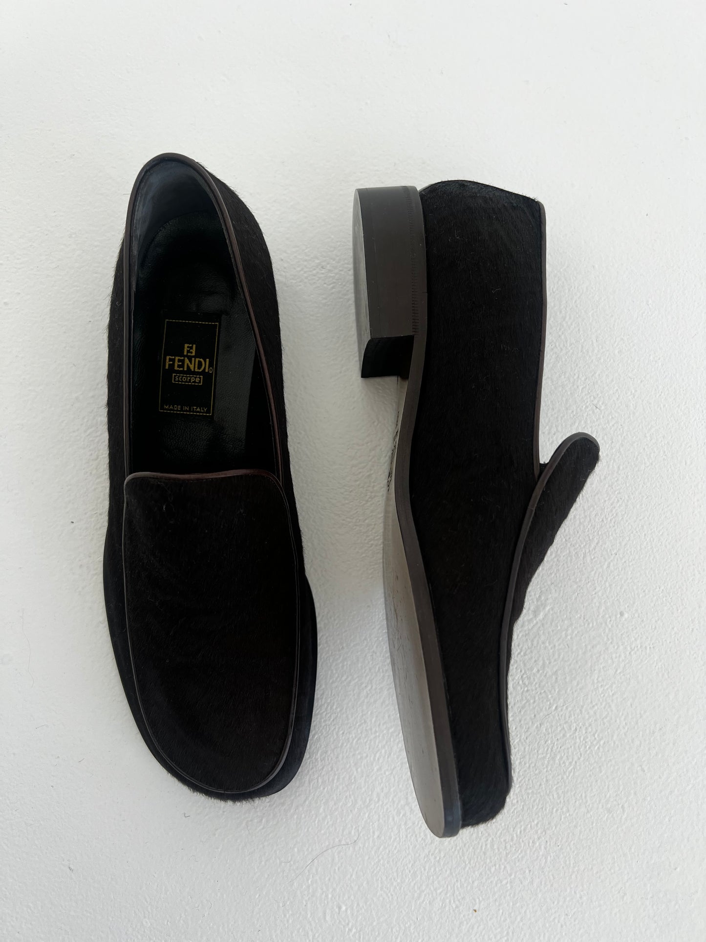 Fendi pony hair loafer