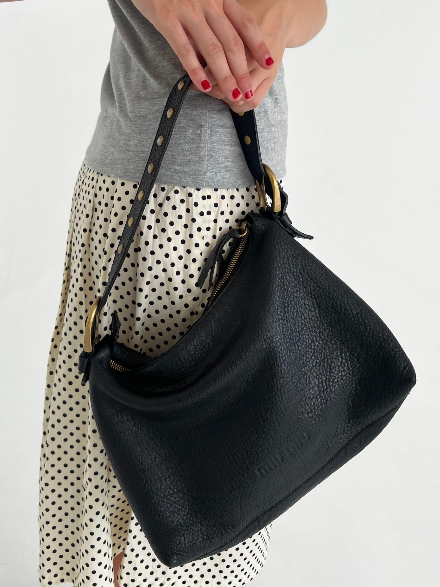 Miu Miu pebble leather studded bag
