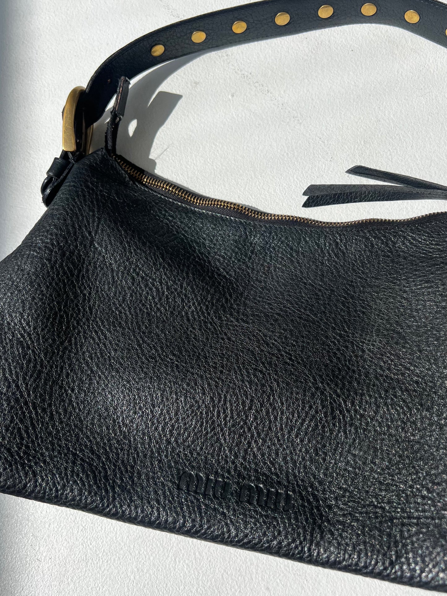 Miu Miu pebble leather studded bag