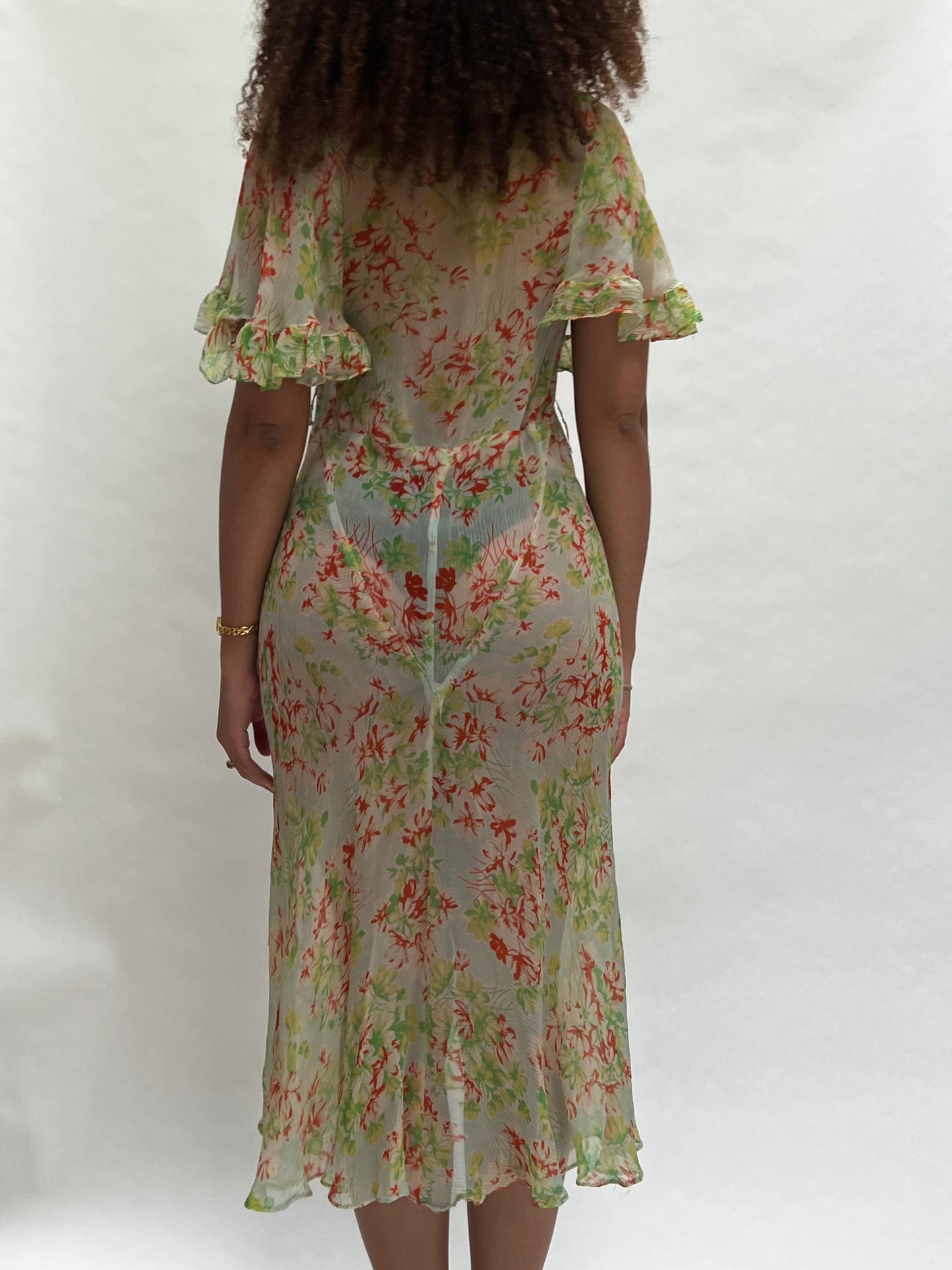 1930s chiffon floral dress