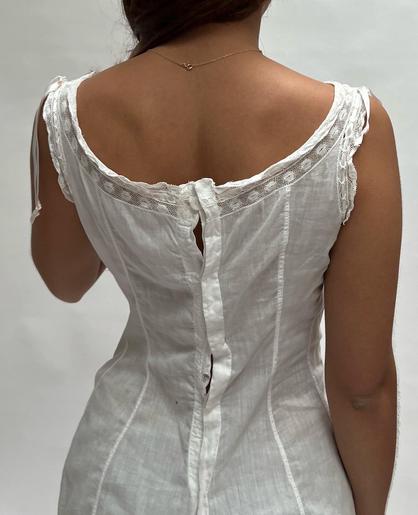 early 1900s antique ribbon corset cover