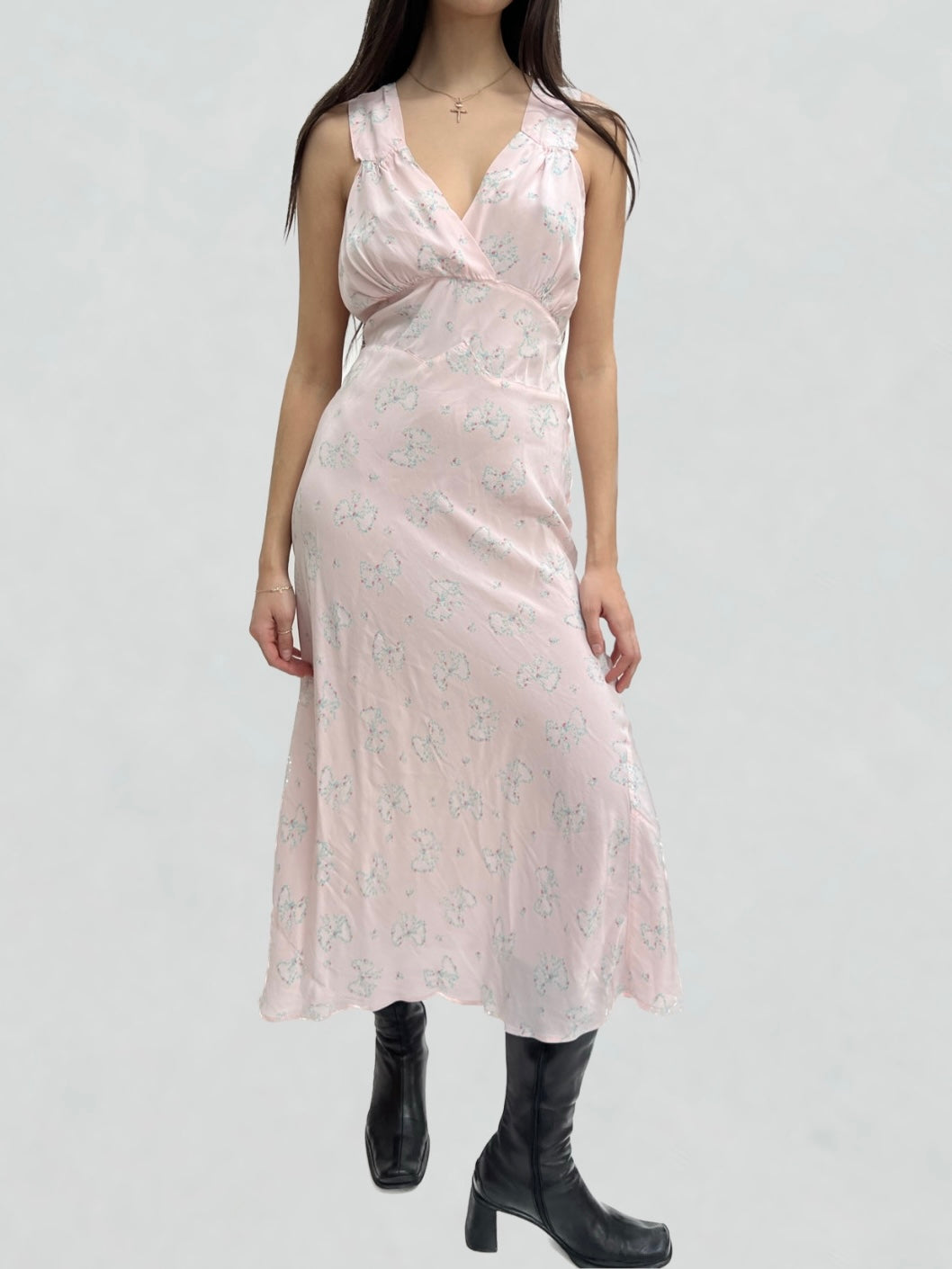 1940s bow slip bias cut dress