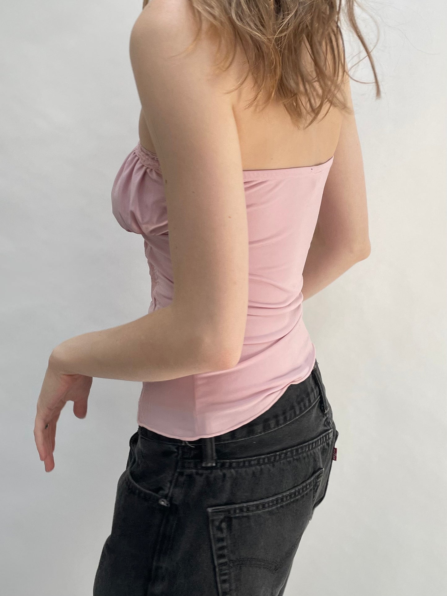 strapless lacey top