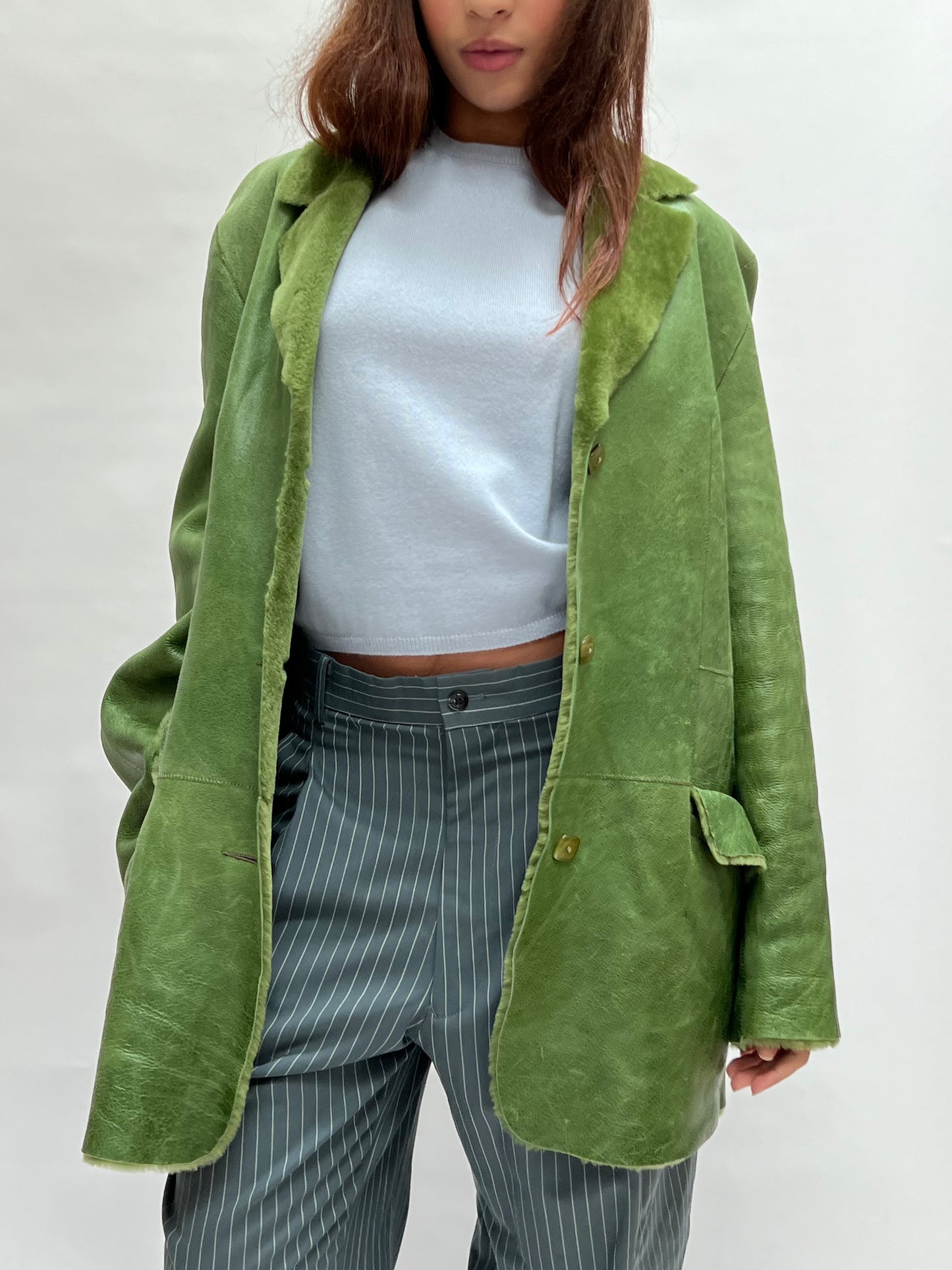 stefania sarle shearling leather coat