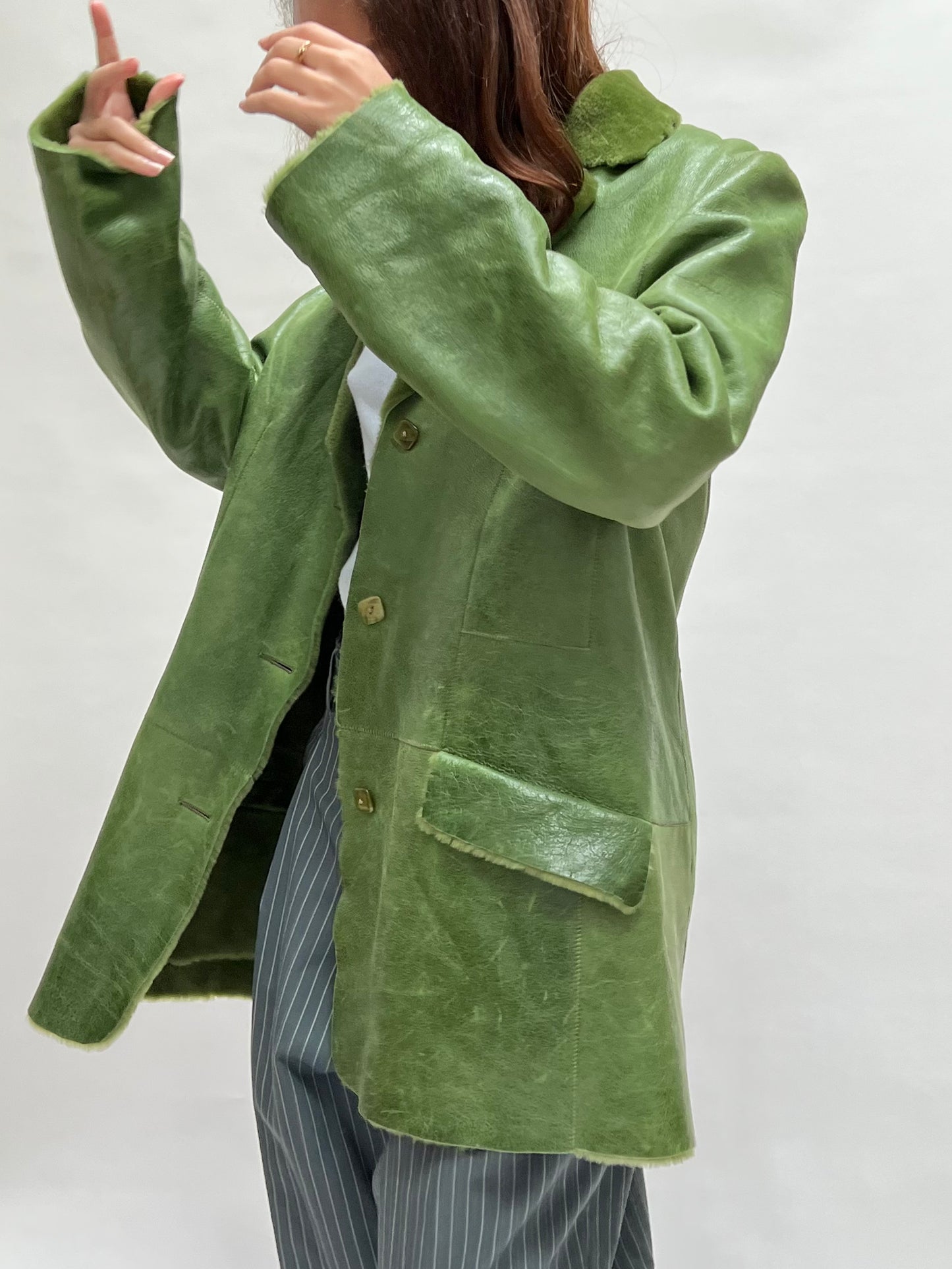 stefania sarle shearling leather coat
