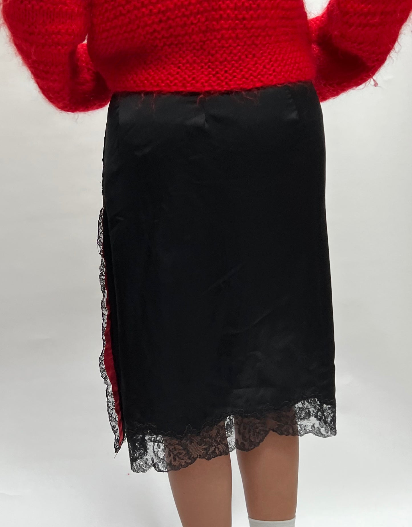 black bow slip skirt