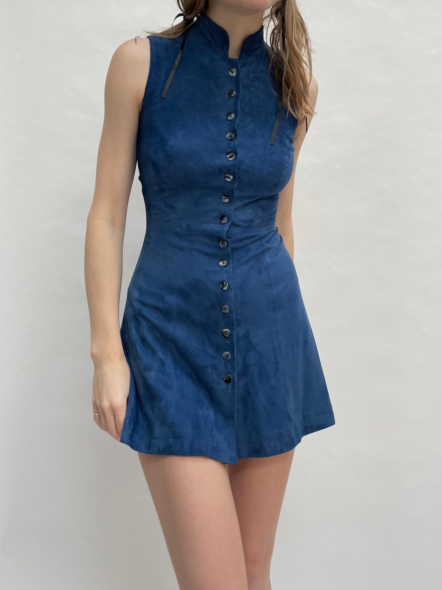 michael hoban north beach leather suede dress