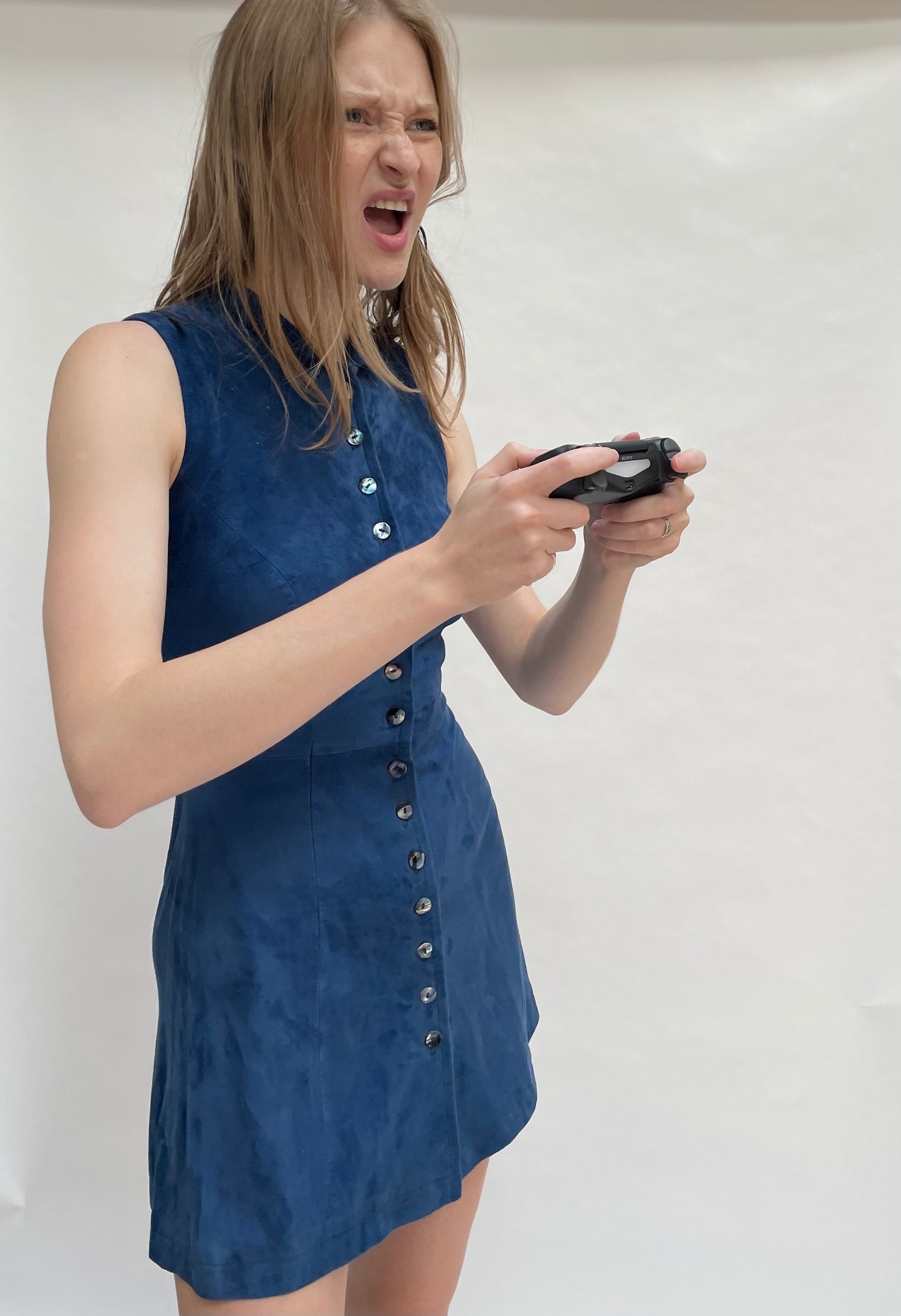 michael hoban north beach leather suede dress