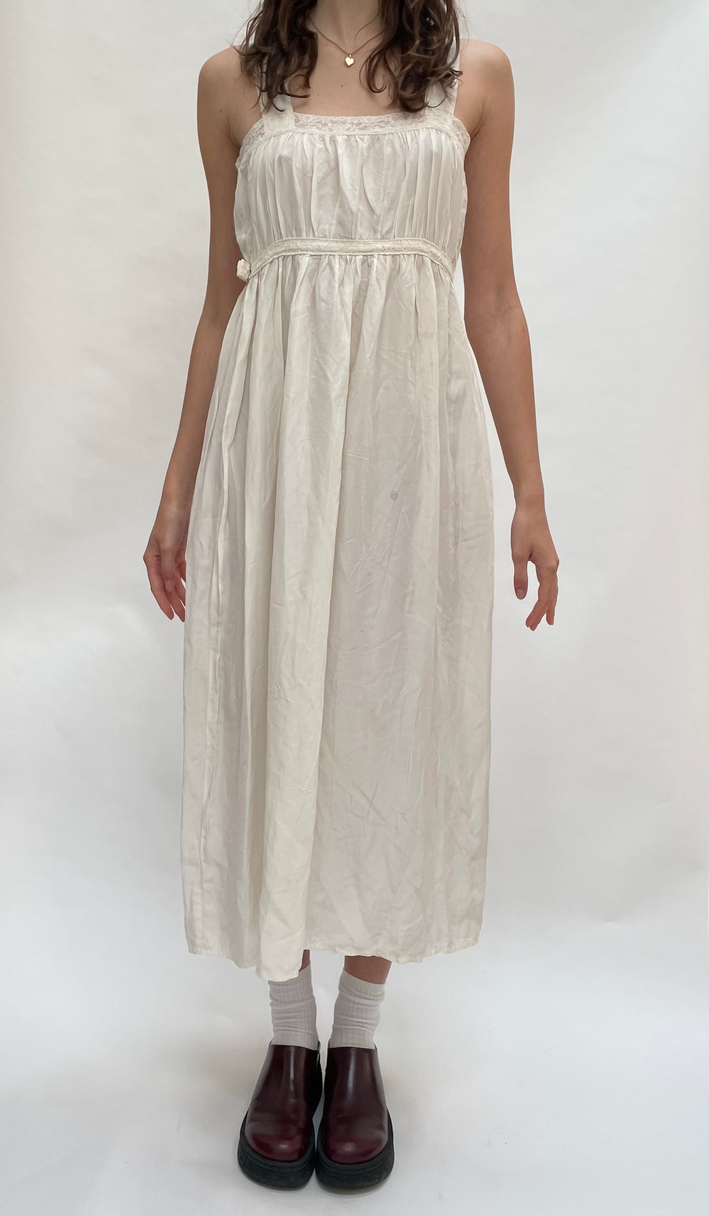 satin & lace white dress
