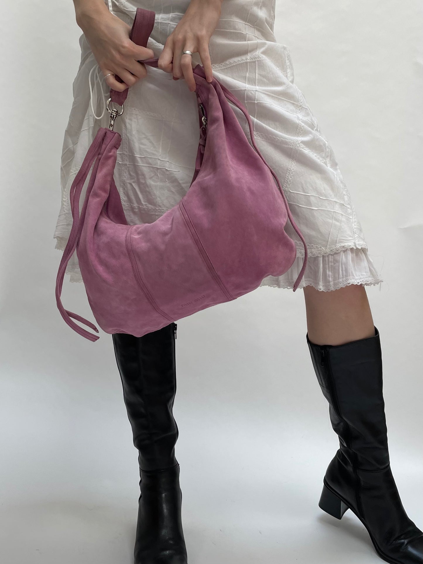 miu miu pink suede bag