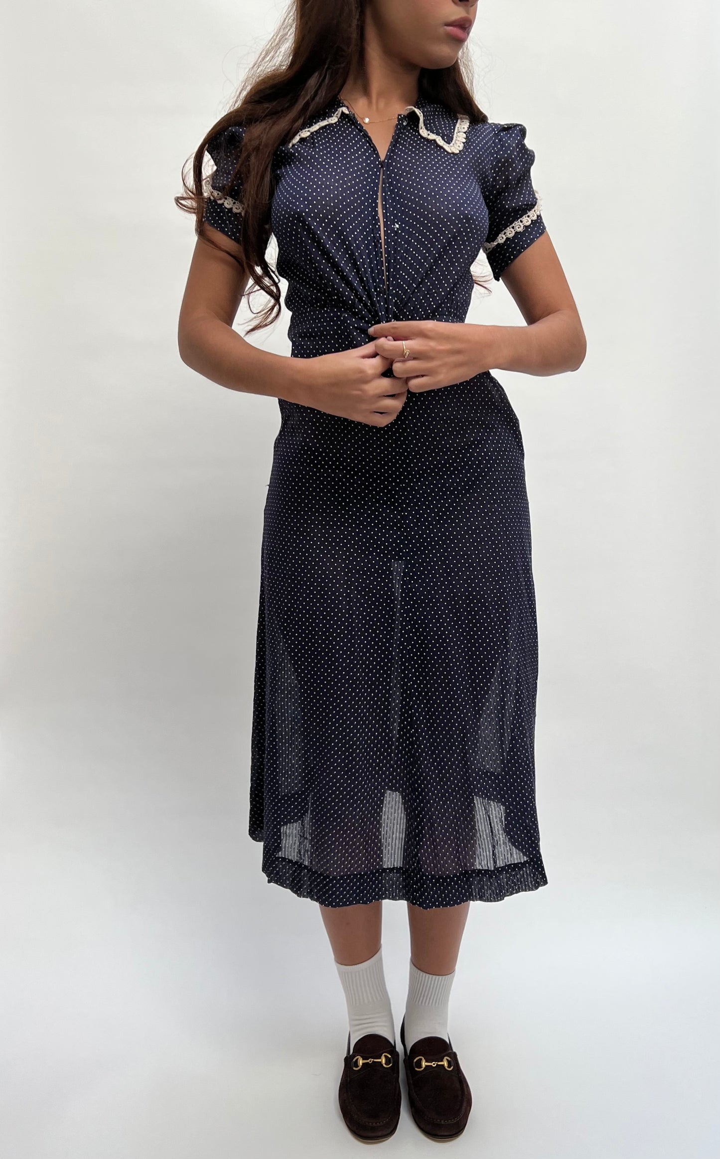 1930s sheer polka dot dress