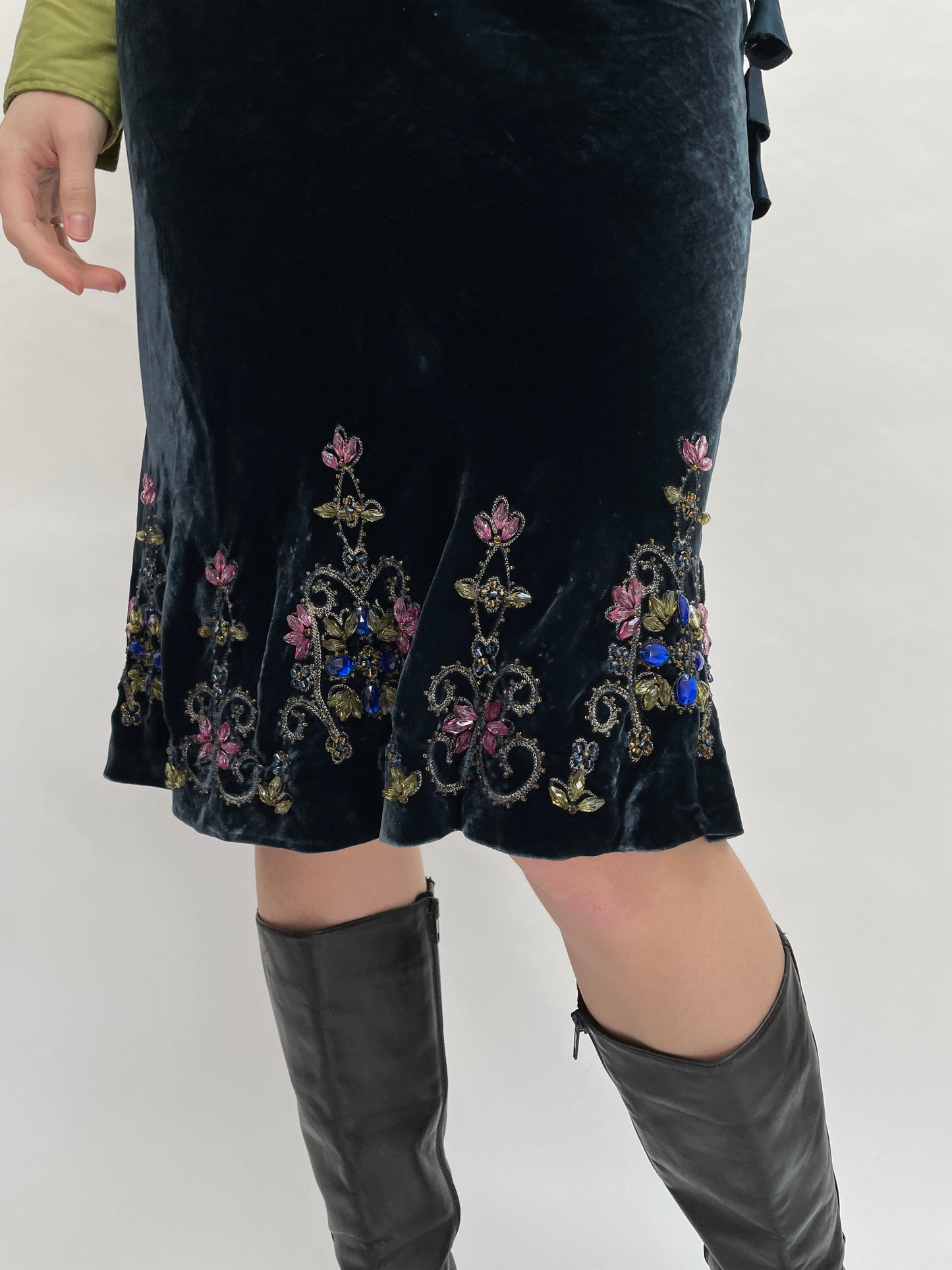 rhinestone velvet skirt