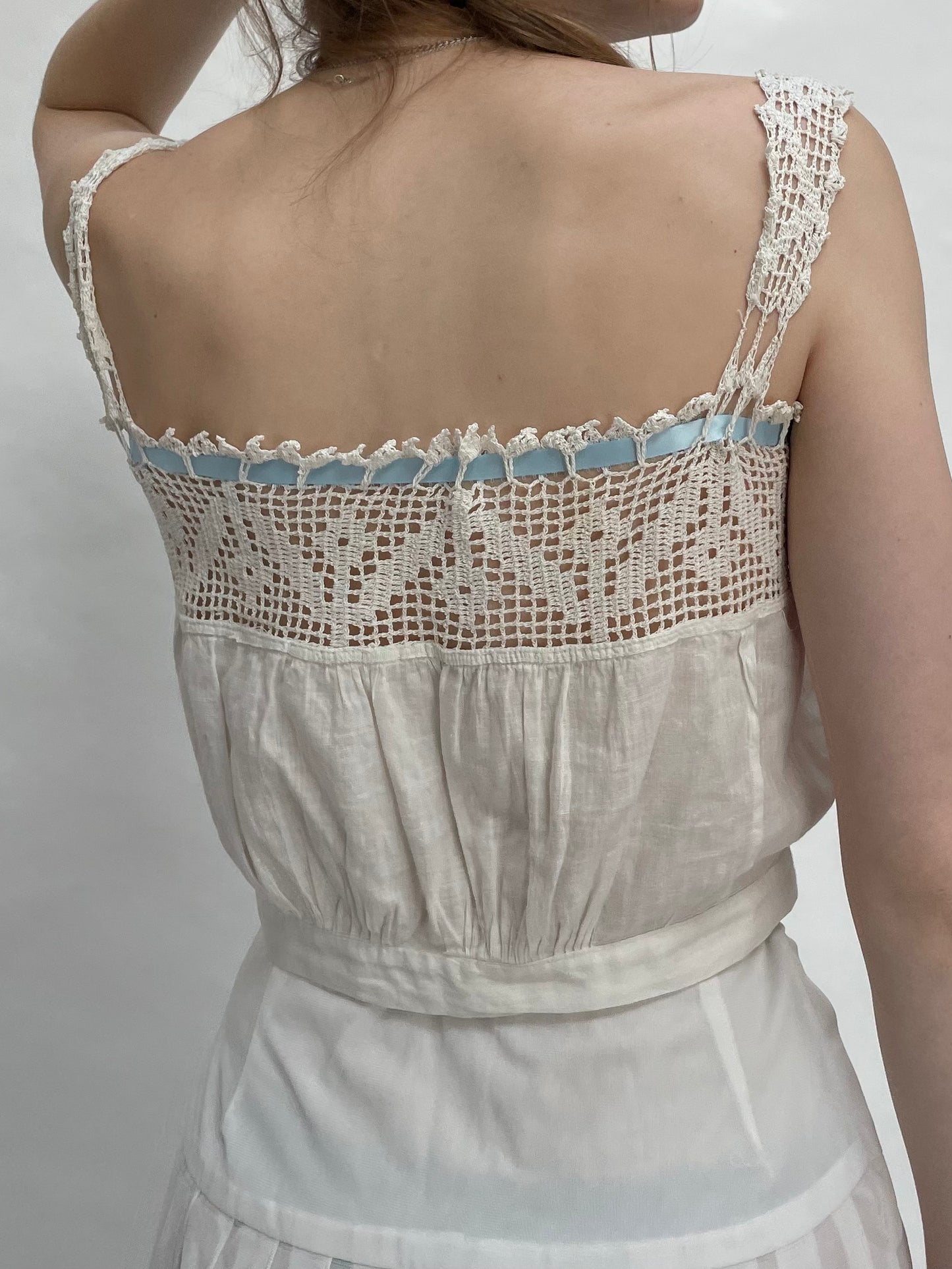 Vintage blue ribbon camisole corset cover