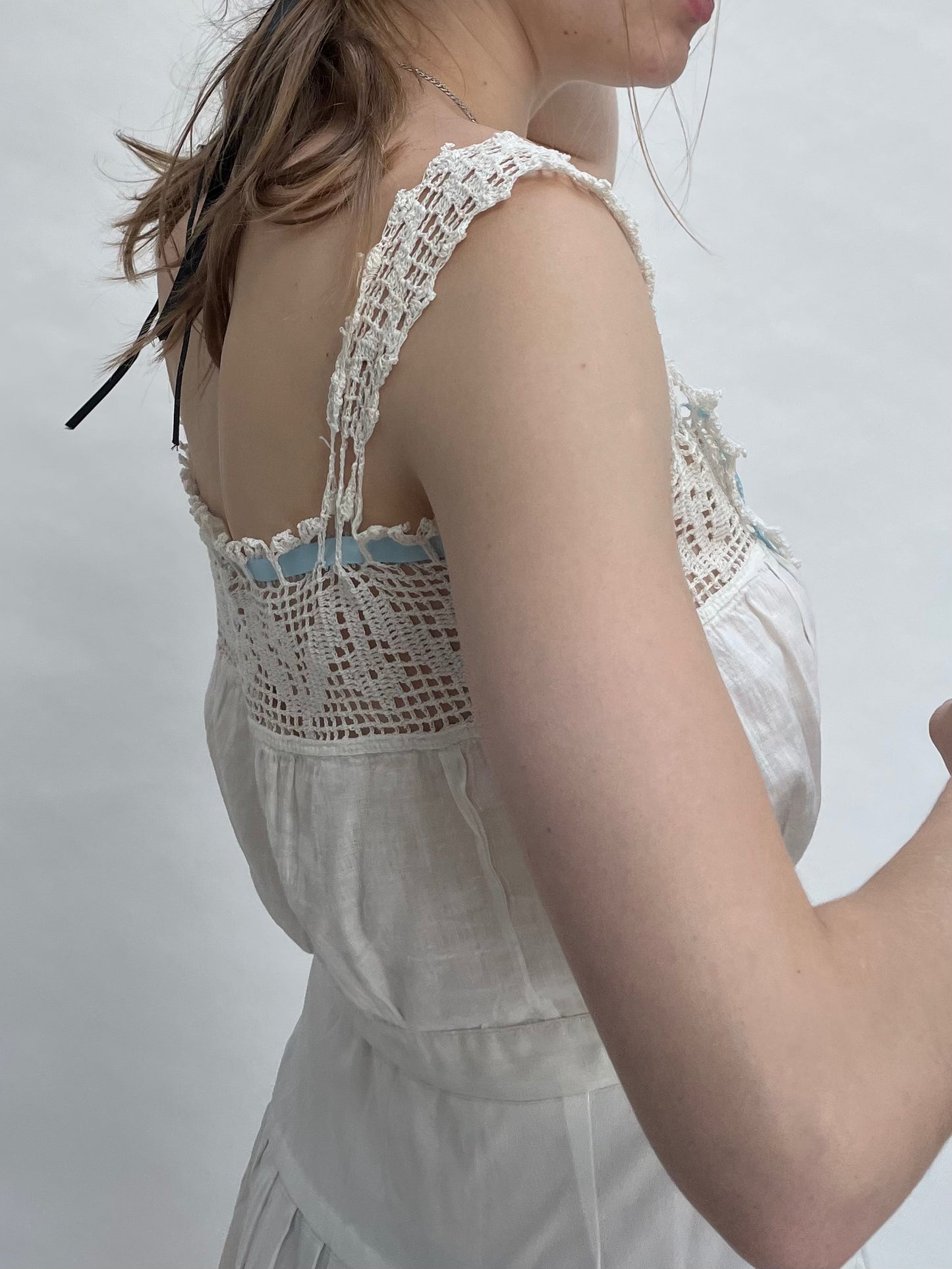 Vintage blue ribbon camisole corset cover