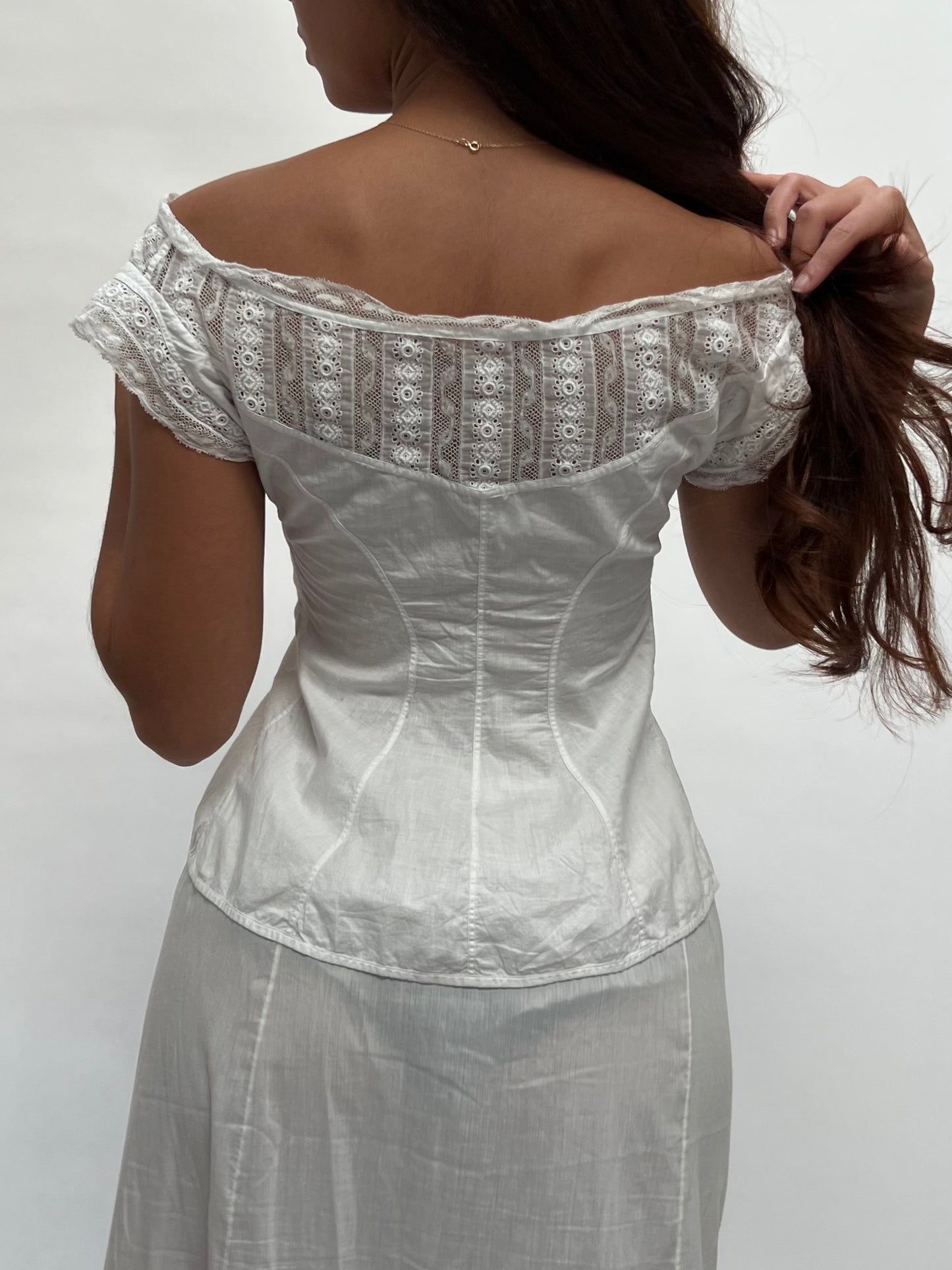 1800s cotton and lace corset cover