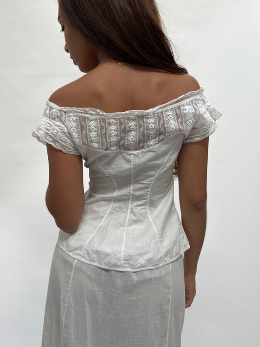 1800s cotton and lace corset cover