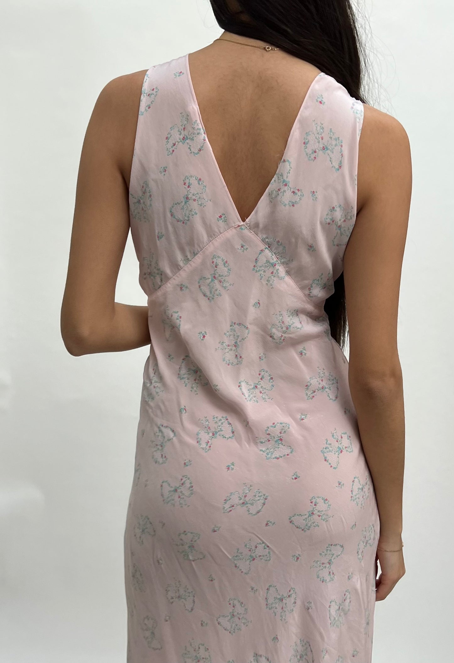 1940s bow slip bias cut dress