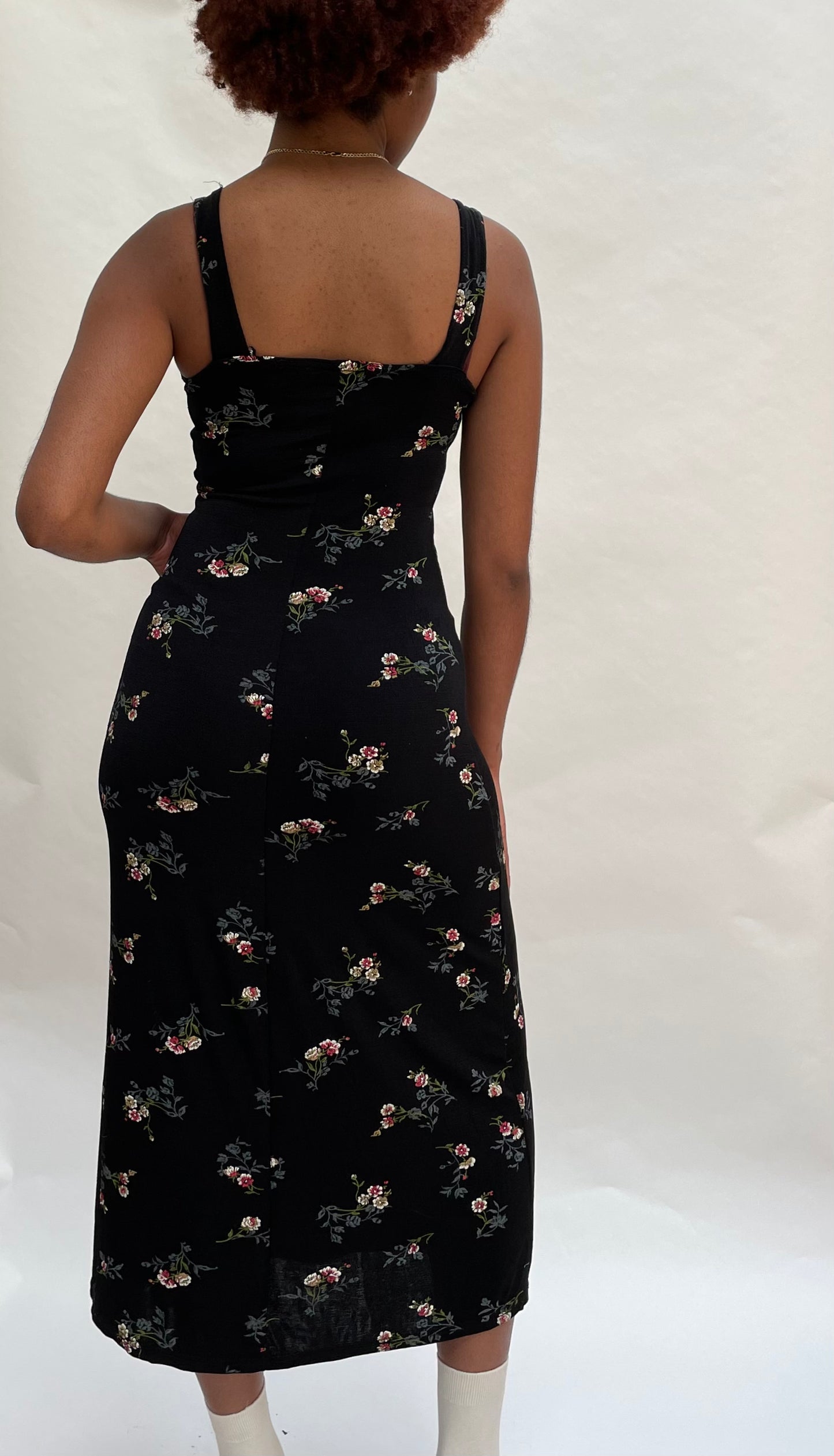 90s slinky floral dress