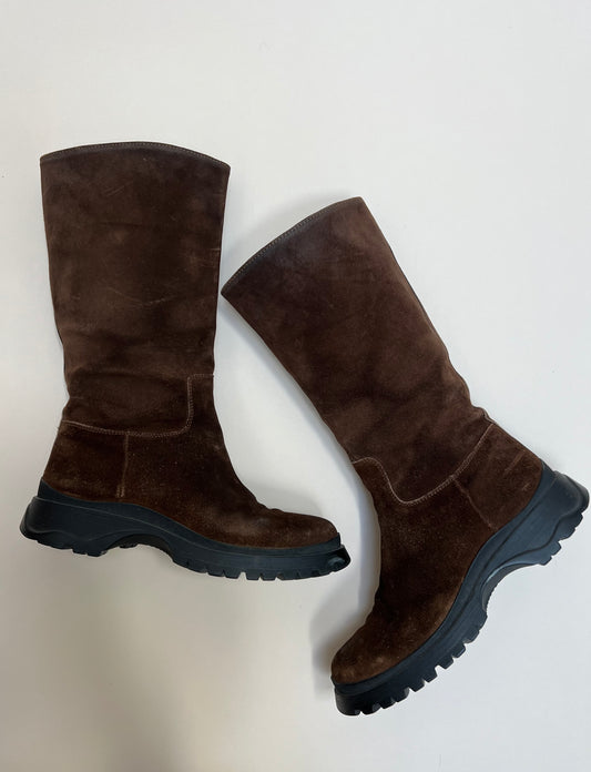 prada lug sole suede boot