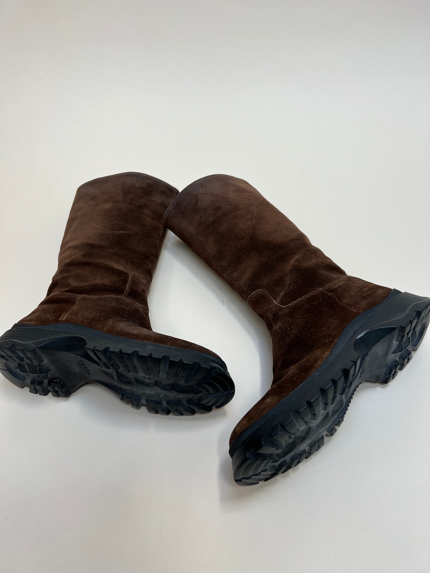 prada lug sole suede boot