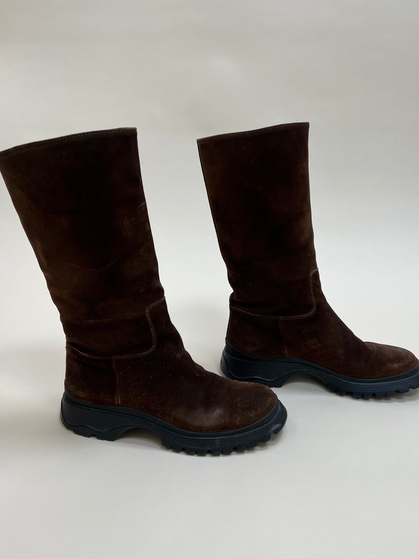 prada lug sole suede boot