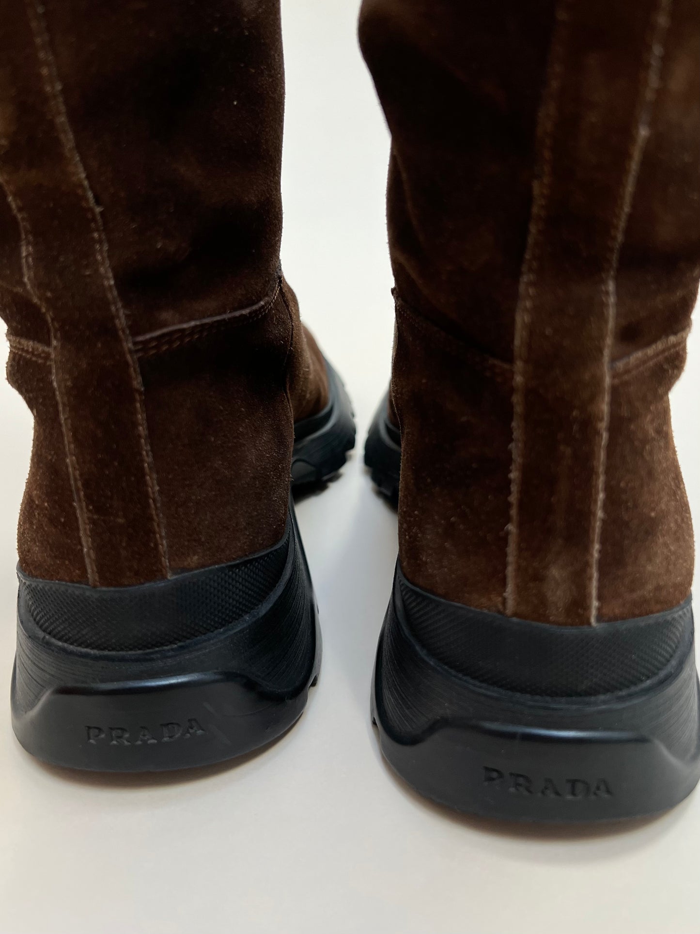prada lug sole suede boot