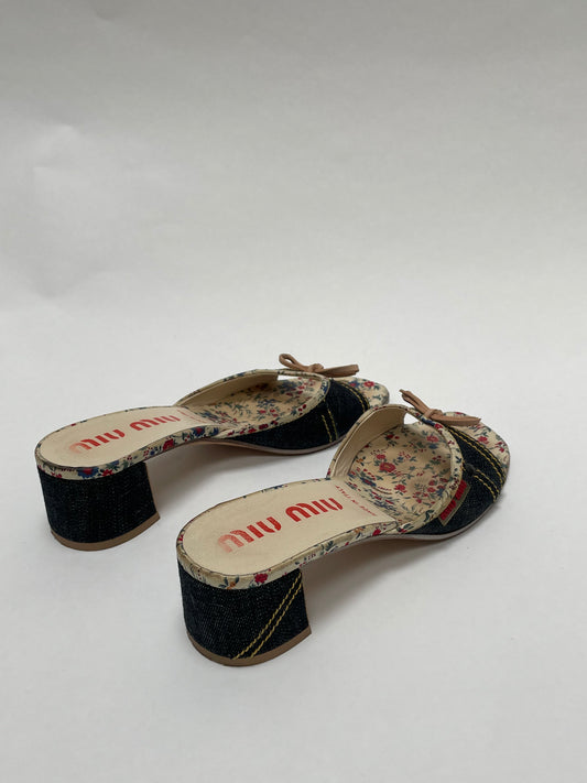 Miu Miu denim floral heels