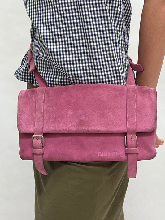 Miu Miu SS 2000 suede buckle bag