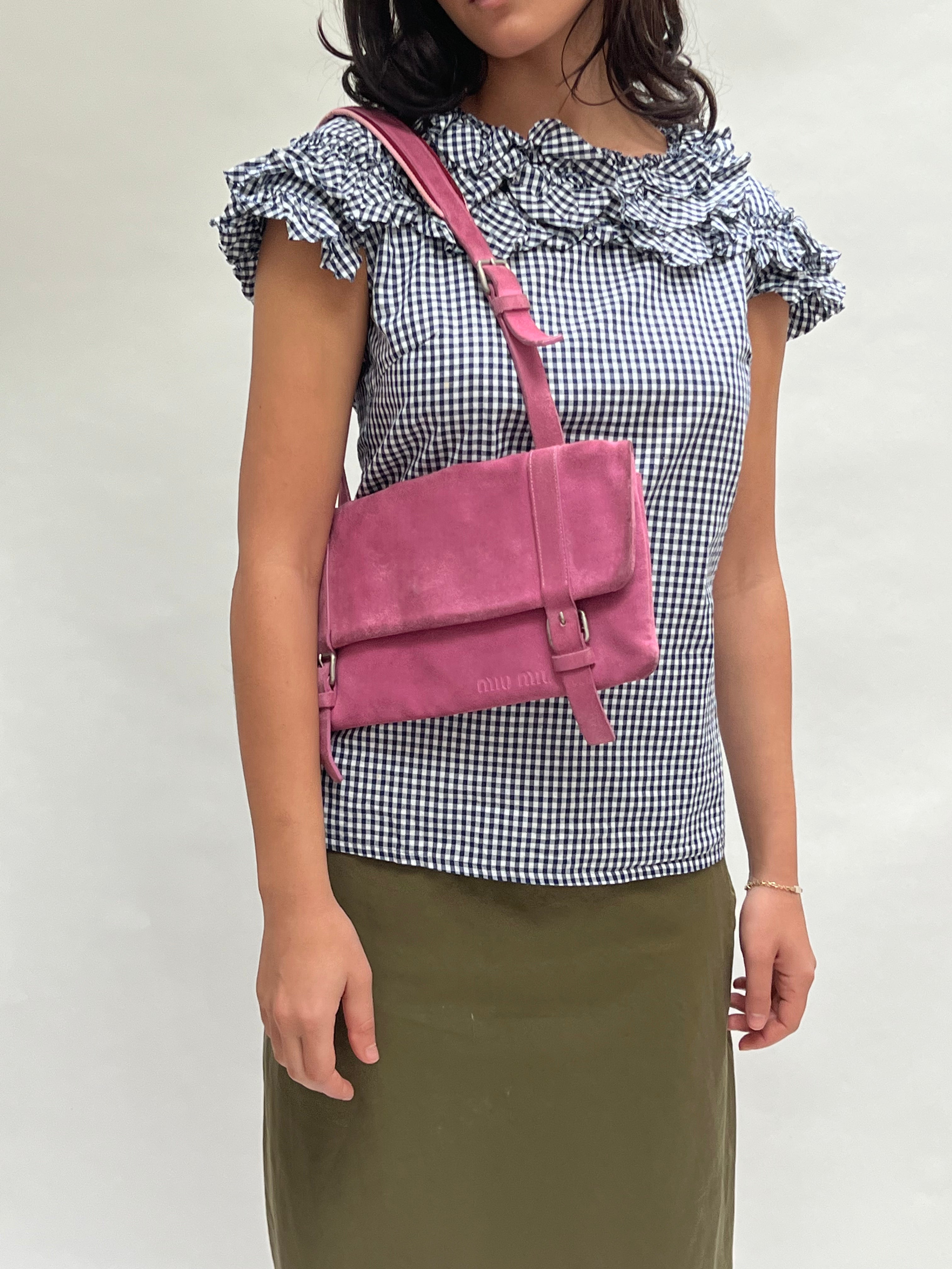 Miu Miu SS 2000 suede buckle bag – Litttlesister Miu Miu SS 2000 suede buckle bag – Litttlesister