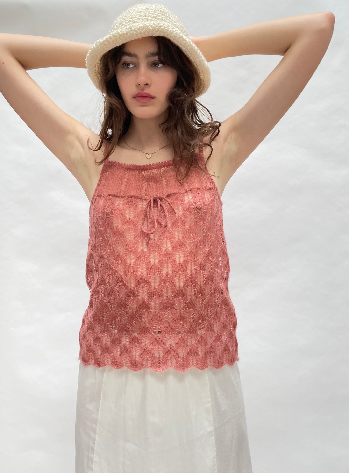 Vintage crochet bow tank