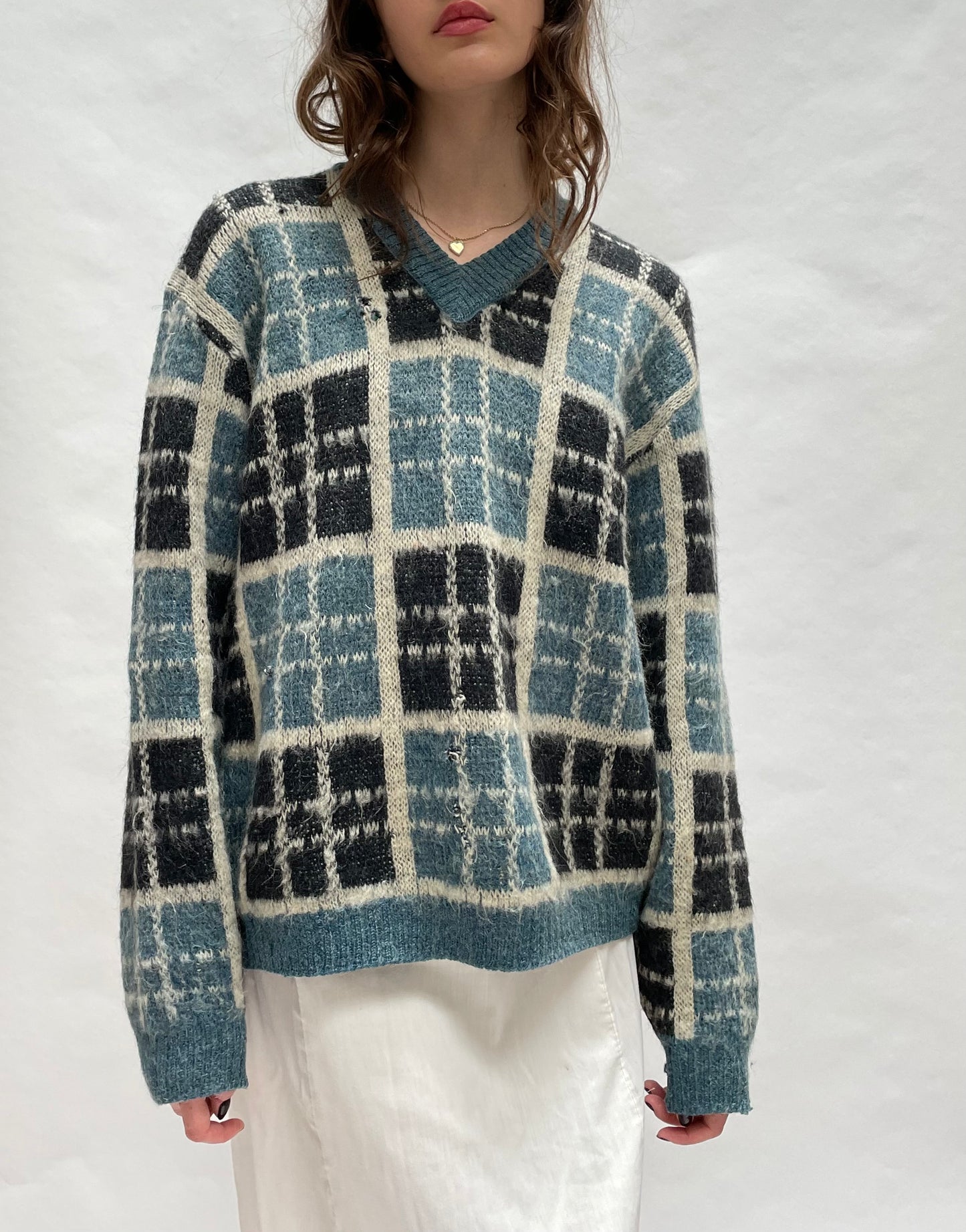 plaid mohair sweater