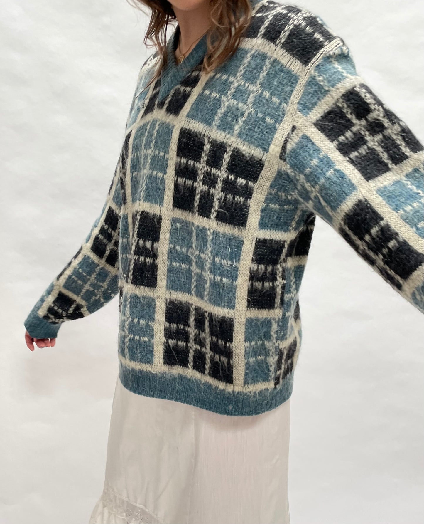 plaid mohair sweater