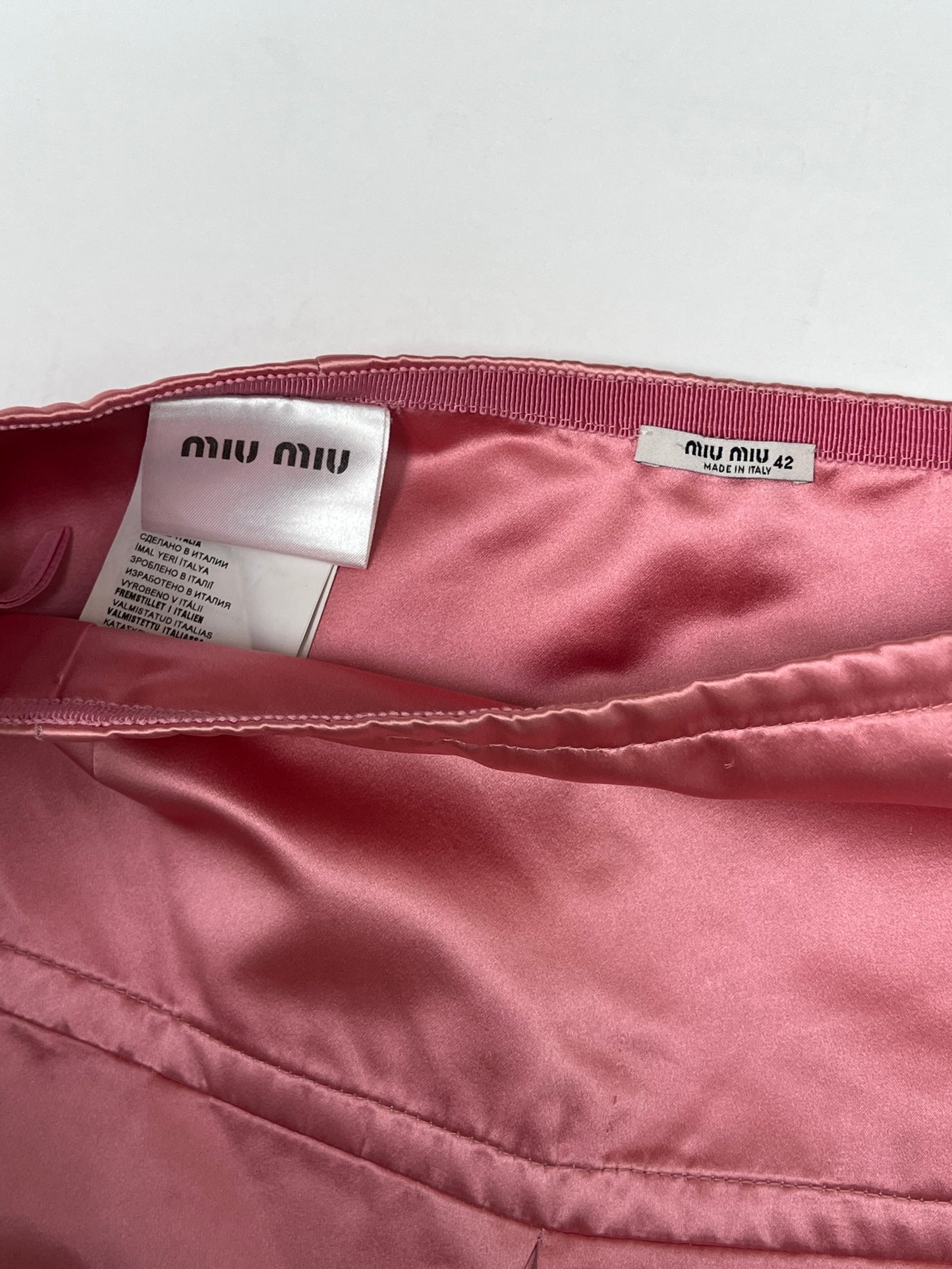 Miu Miu pink silk skirt