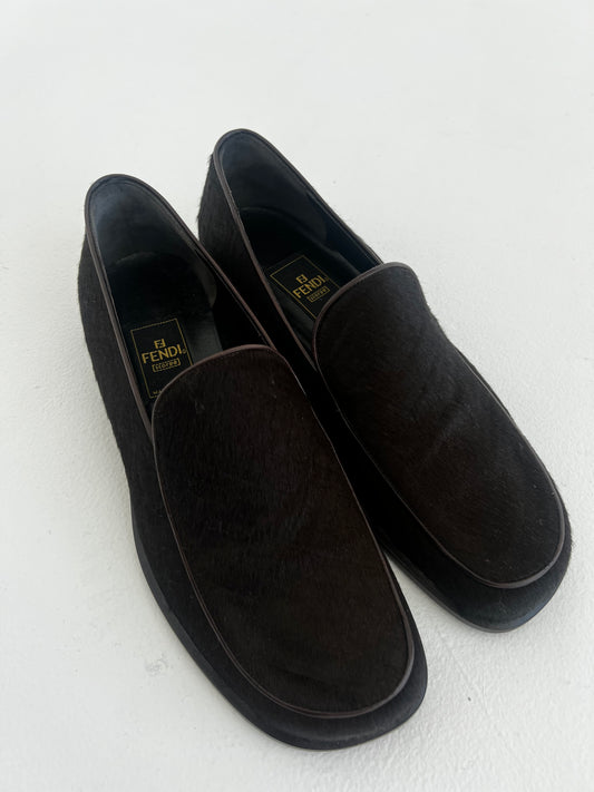 Fendi pony hair loafer