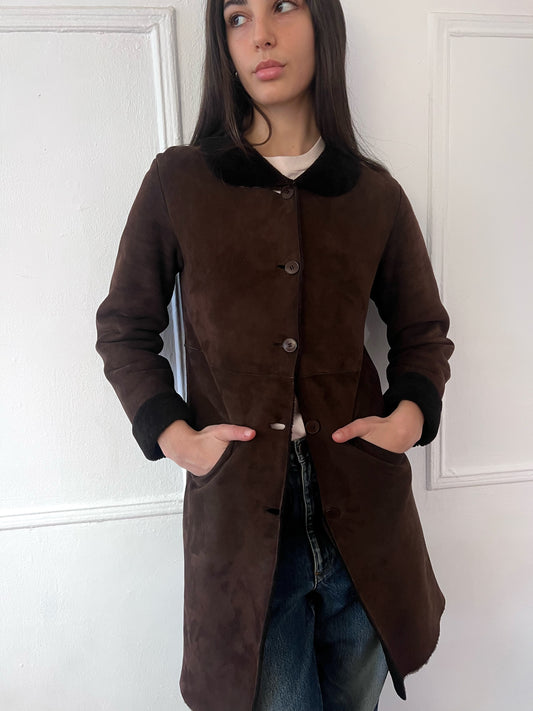 Agnes B sheepskin coat