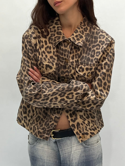 Anna Molinari leopard denim jacket