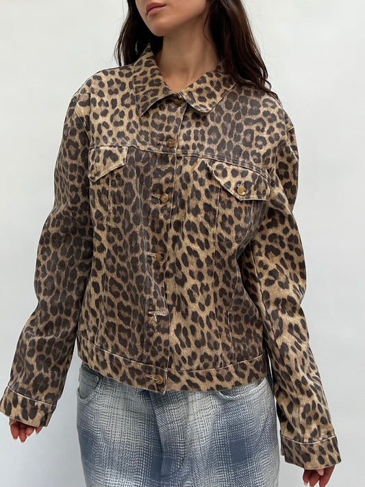 Anna Molinari leopard denim jacket