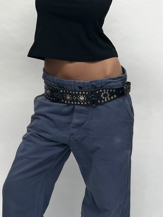 Leather studded belt