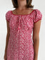 Vintage red floral tie dress