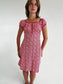 Vintage red floral tie dress