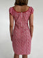 Vintage red floral tie dress