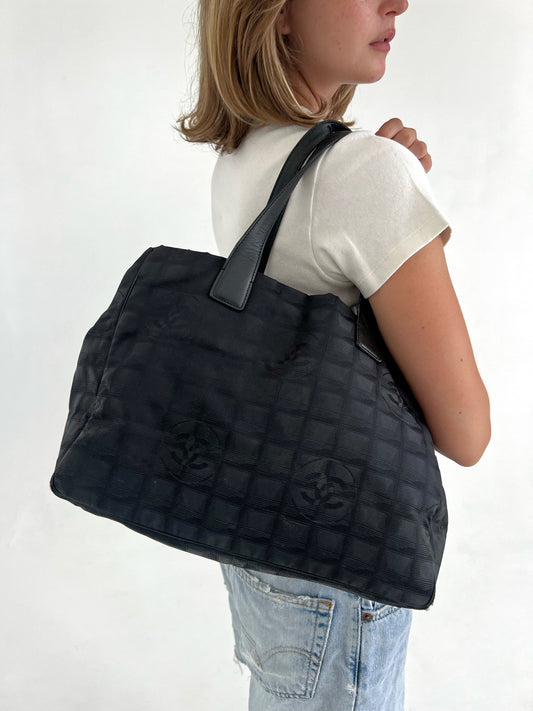 Chanel black travel tote