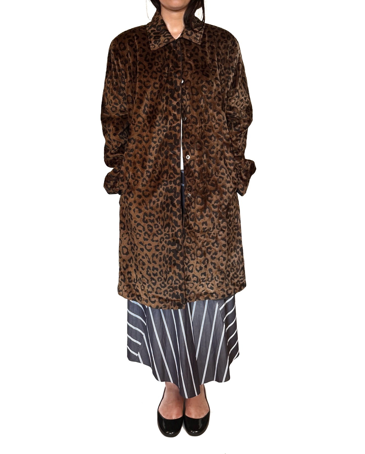 Reversible leopard spring/rain coat