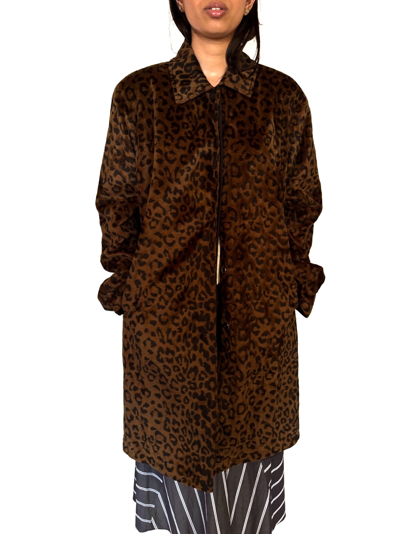 Reversible leopard spring/rain coat