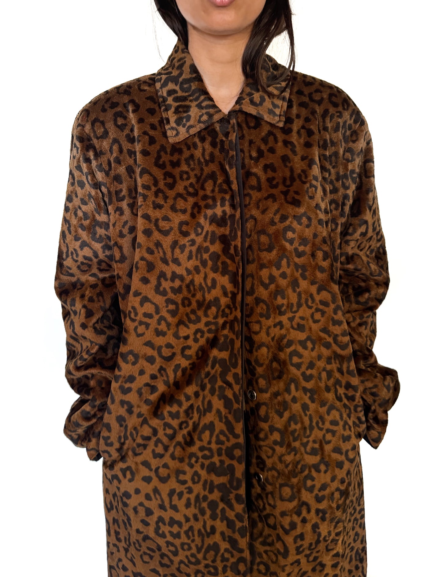 Reversible leopard spring/rain coat