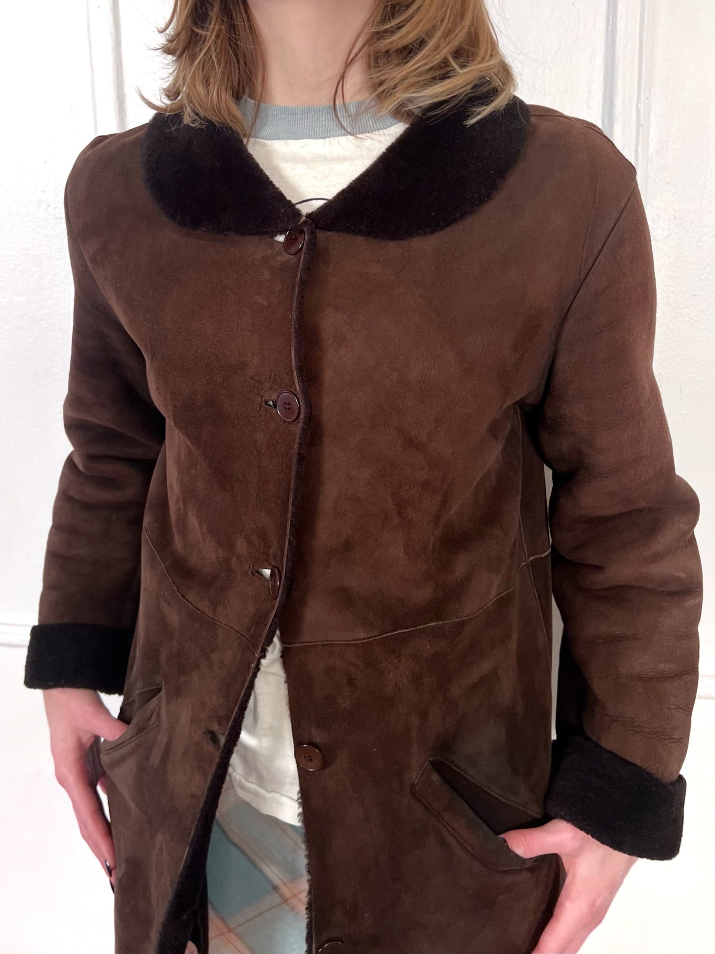 Agnes B sheepskin coat