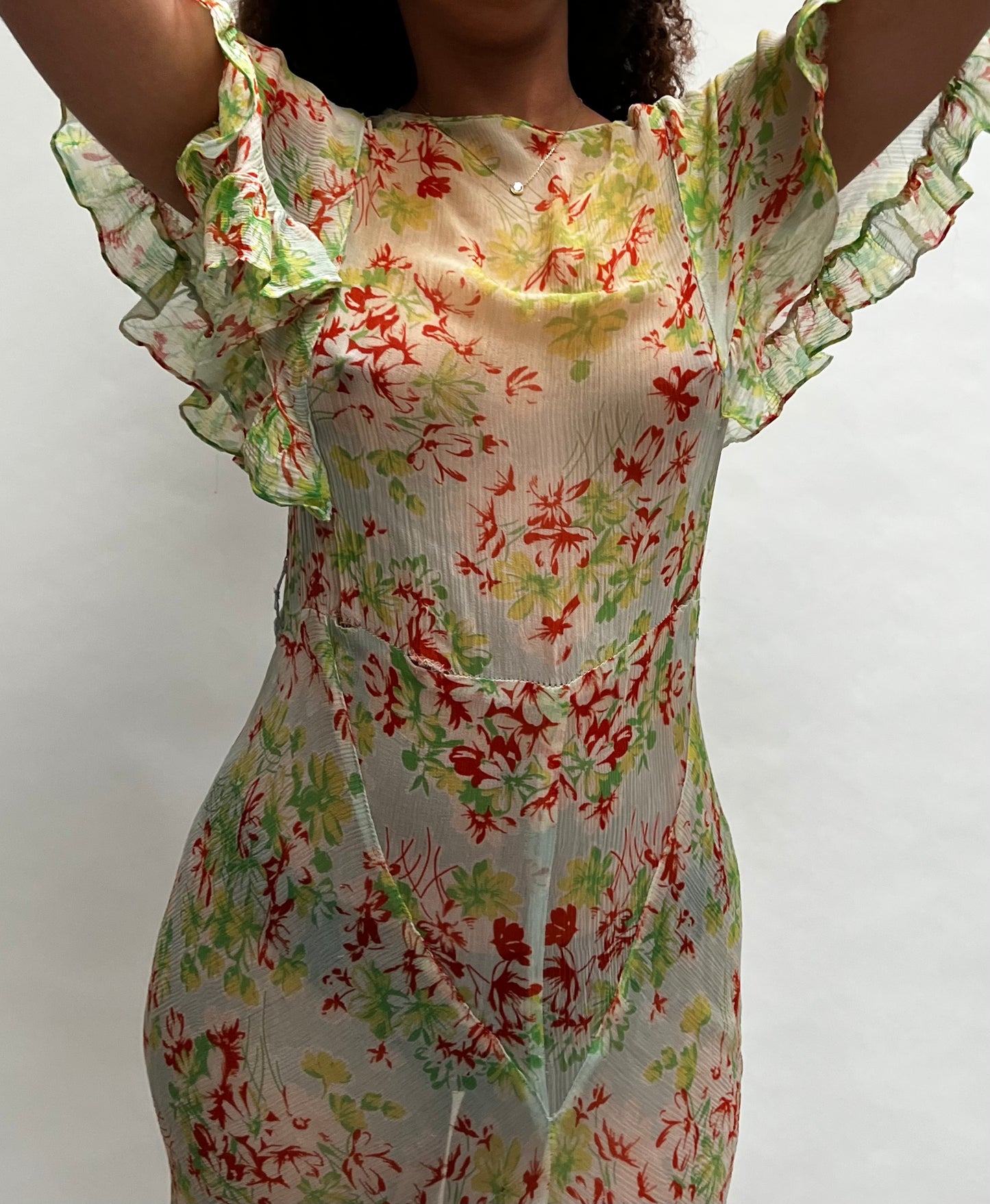 1930s chiffon floral dress
