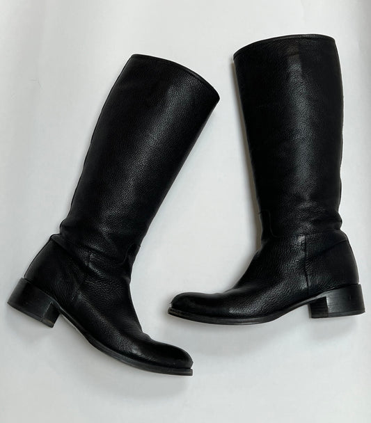 Prada black leather boots